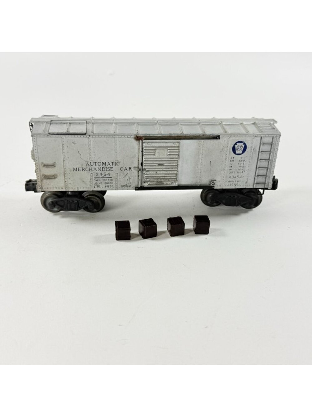 Lionel 3454 PRR Automatic Merchandise Car O Gauge Postwar Silver Untested